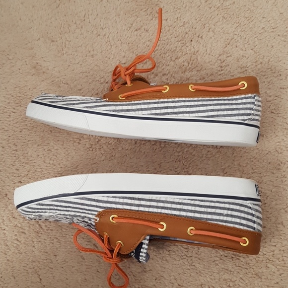 Sperry Top Sider seersucker leather upper sz 8.5M - Picture 3 of 8